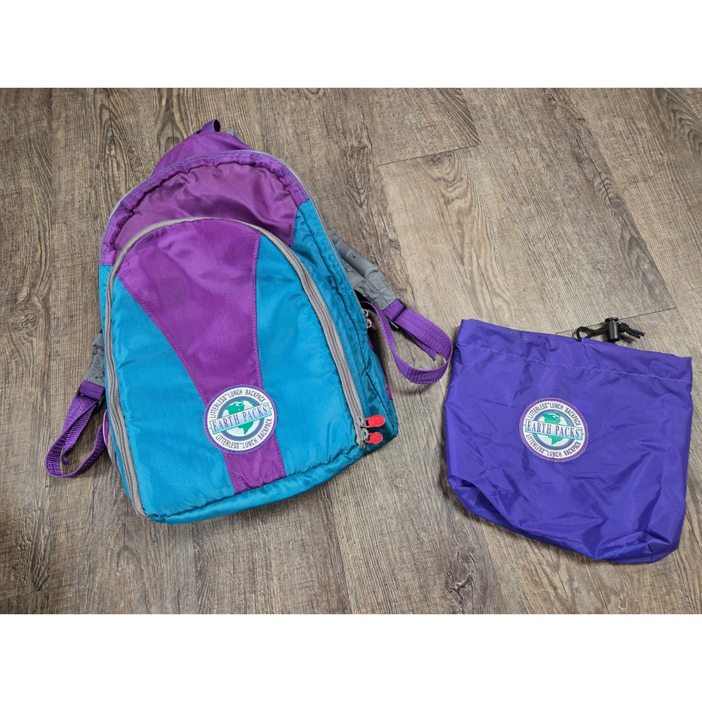 Rubbermaid EARTH PACKS Insulated Litterless Lunch Backpack Purple Gray Teal 1990